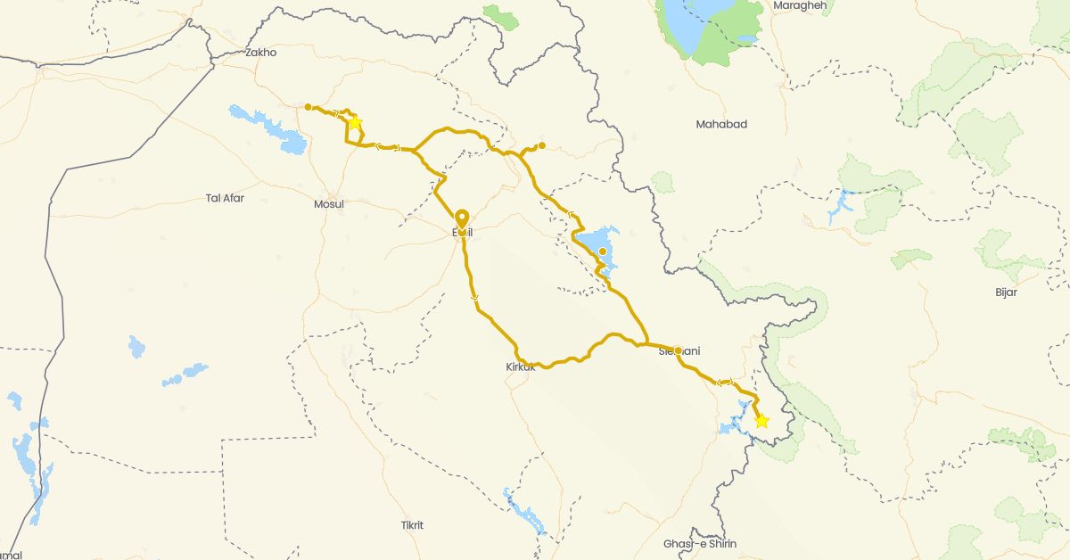 TravelMap itinerary: driving, driving in Iraq (Asia)