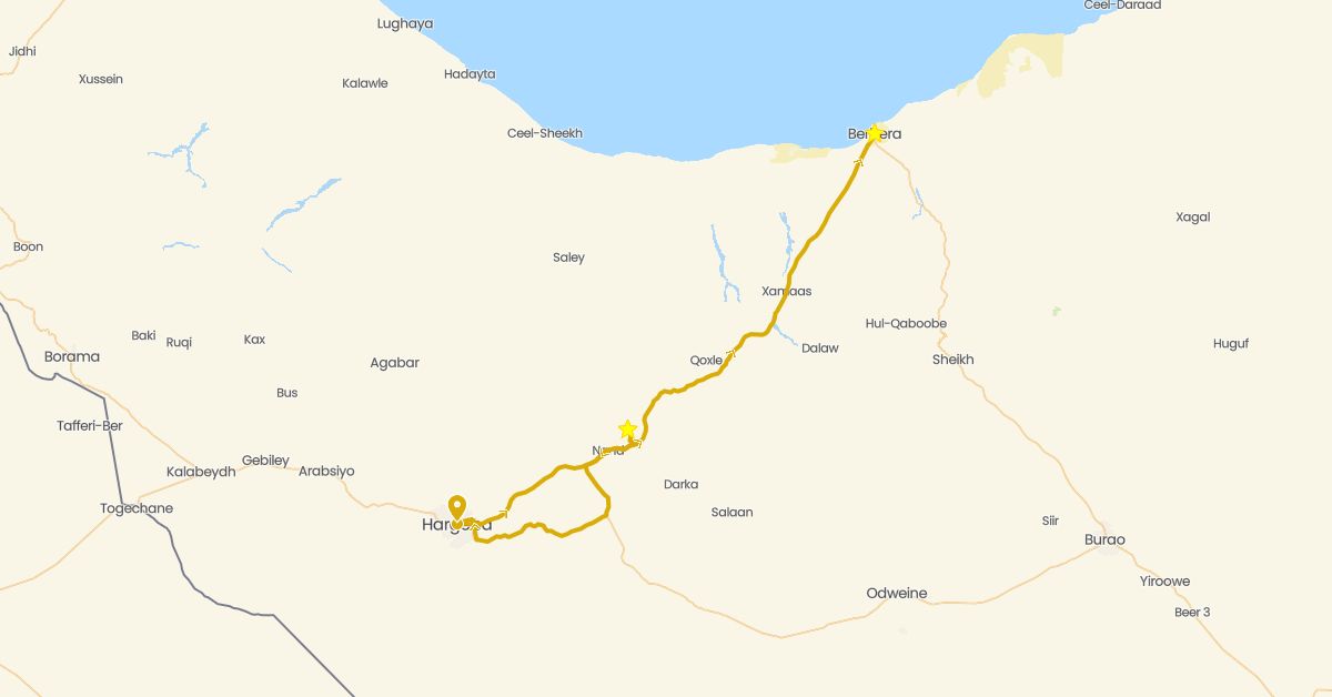 TravelMap itinerary: driving in Somalia (Africa)