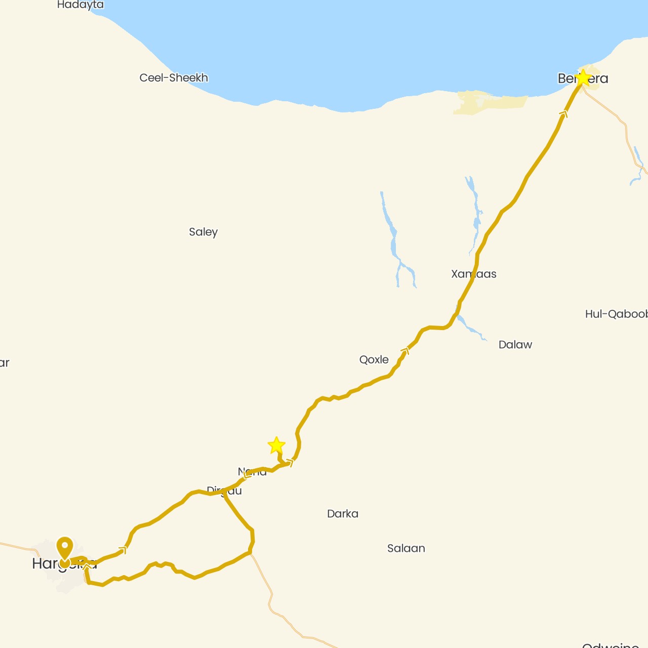 TravelMap itinerary: driving in Somalia (Africa)