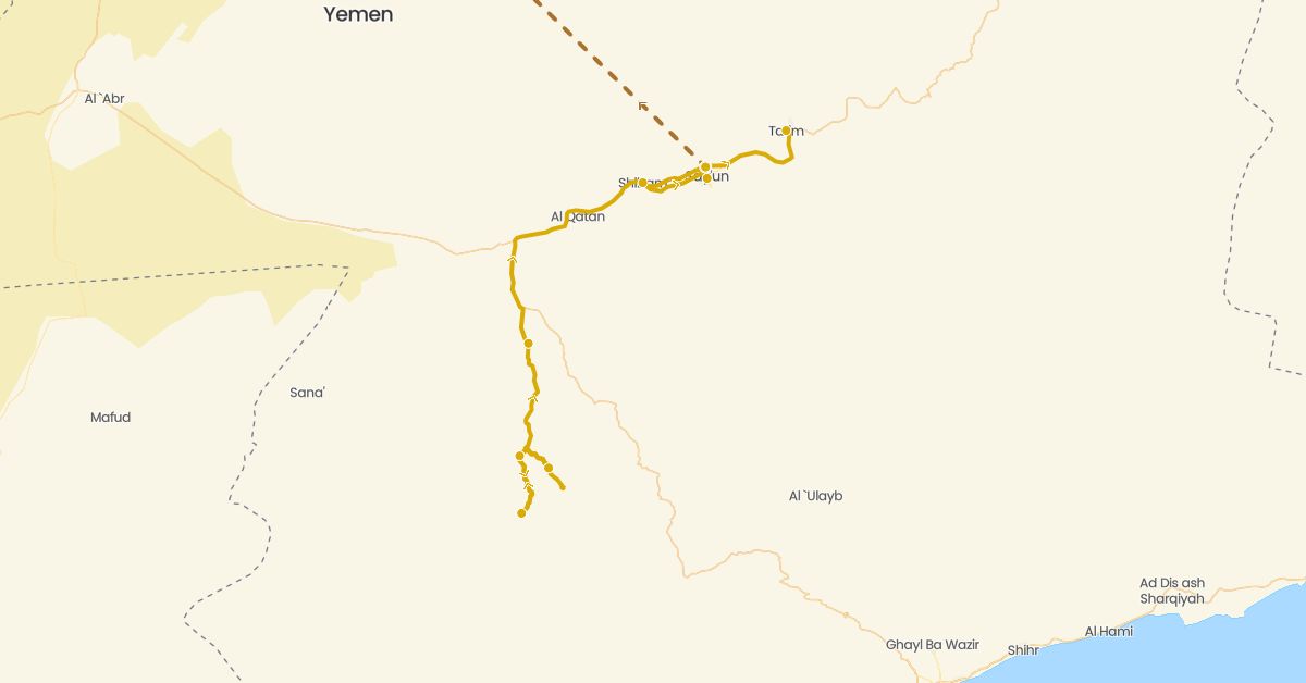TravelMap itinerary: driving, flight in Egypt, Yemen (Africa, Asia)