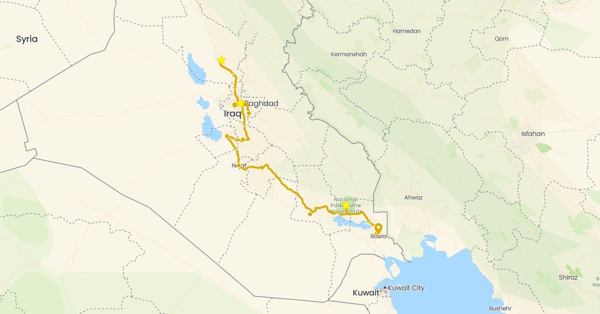 TravelMap itinerary: driving in Iraq (Asia)