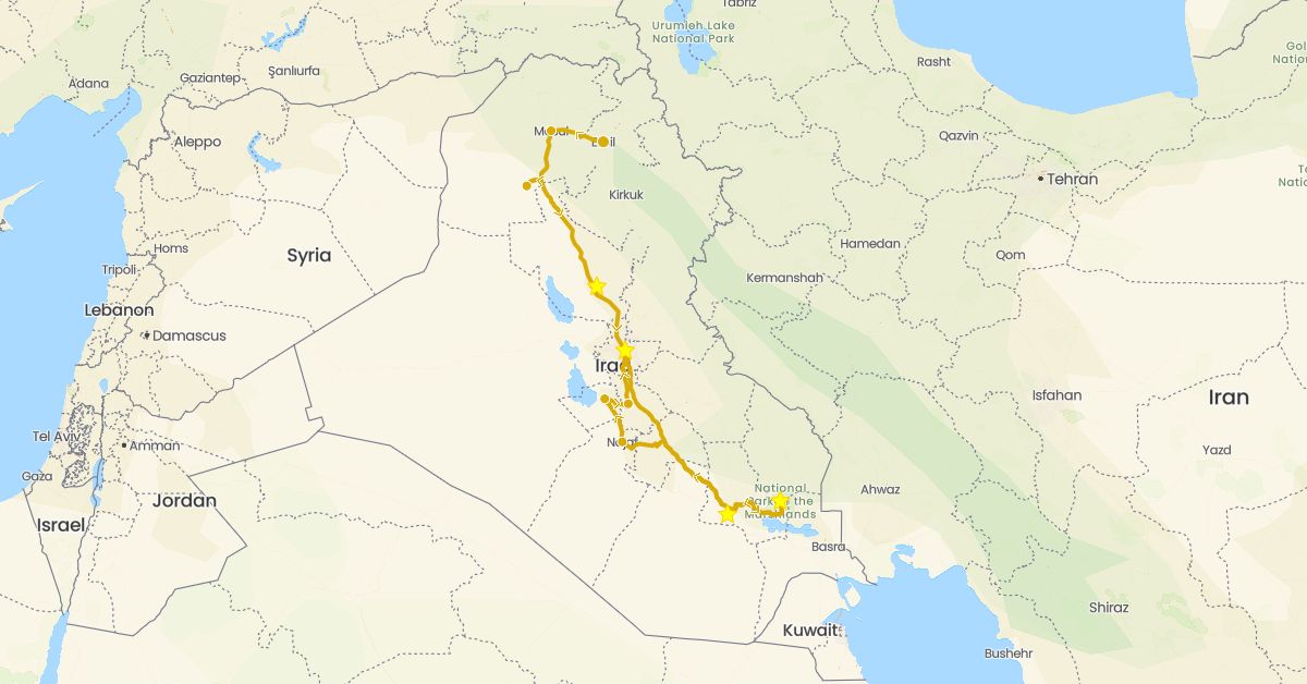 TravelMap itinerary: driving in Iraq (Asia)