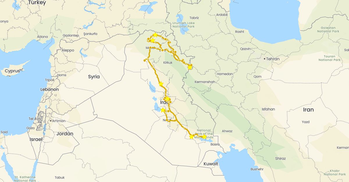 TravelMap itinerary: driving in Iraq (Asia)