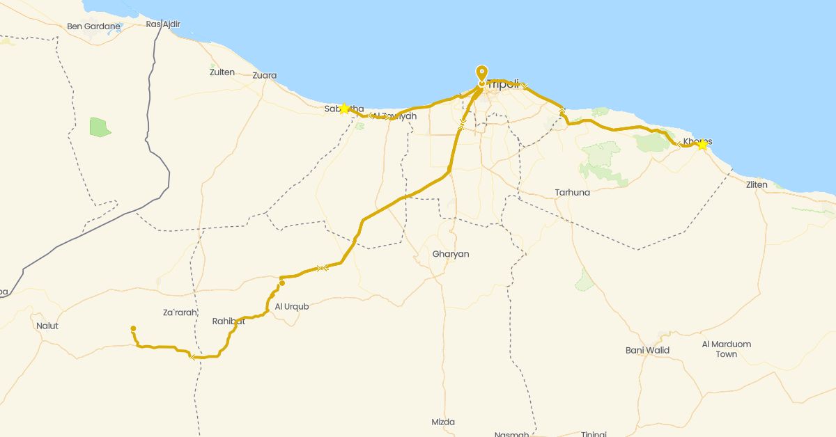 TravelMap itinerary: driving in Libya (Africa)